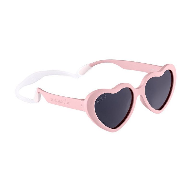Roshambo Bend-in-Half Flexible Heart Kids Sunglasses | Made in Italy | Polarized UV400 Lens | Carrying Sleeve, Silicone Strap & Ear Locks Included!