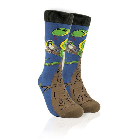 Happy Tree Snake with Babies Socks from the Sock Panda (Men's, Women's Sizes or Tween Sizes)