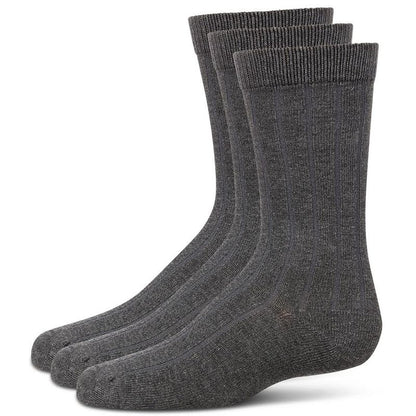 Memoi Boy's 3 Pair Pack Basic Cotton Blend Ribbed Crew Socks