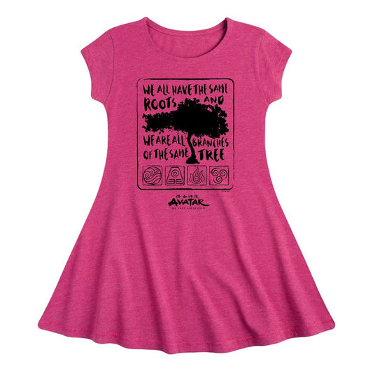 Girls' - Avatar: The Last Airbender - Same Roots Fit & Flair Cap Sleeve Dress