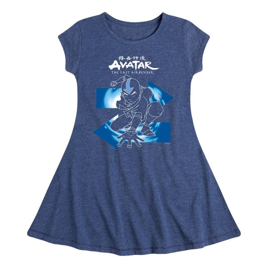 Girls' - Avatar: The Last Airbender - Aang Arrows Fit & Flair Cap Sleeve Dress
