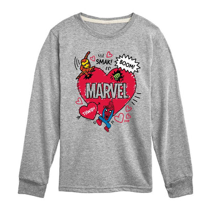 Boys' - Marvel - Valentine Heart Scribble Long Sleeve Graphic T-Shirt