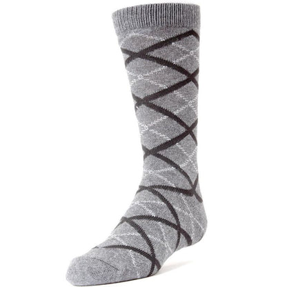 Memoi Diamond Interlock Boys Dress Cotton Blend Crew Socks