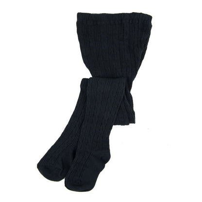 Leveret Girls Neutral Solid Color Cable Knit Tights