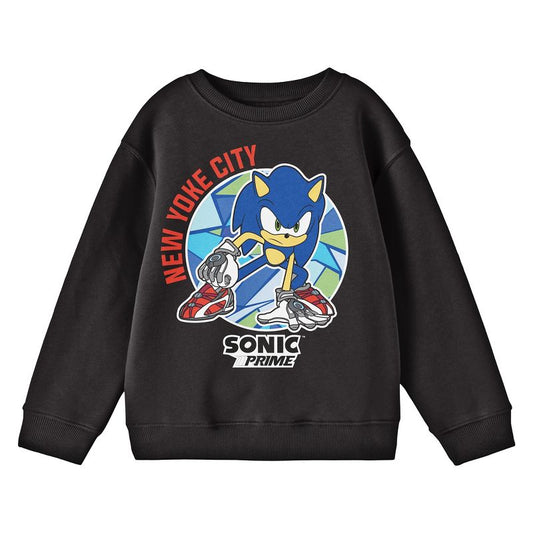 Sonic Prime New Yoke City Crew Neck Long Sleeve Youth Black Sweatshirt
