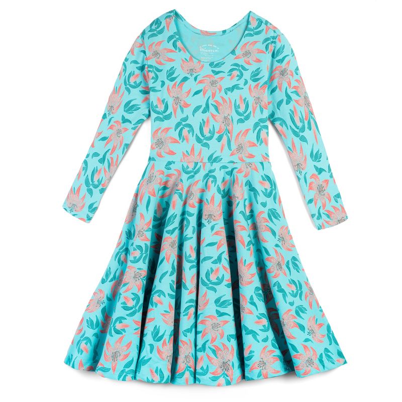 Mightly Girls Fair Trade Organic Cotton Print 3/4 Sleeve Twirl Dress