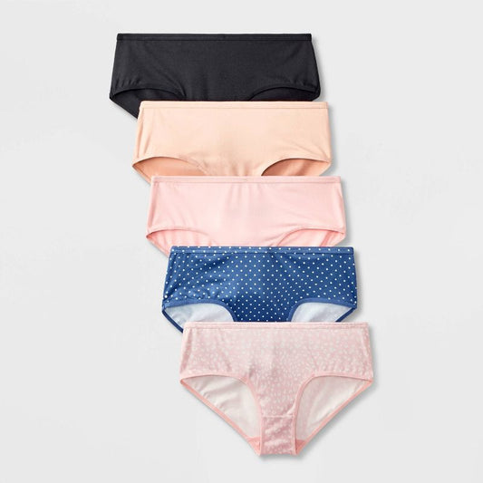 Girls' 5pk Animal and Dot Printed Brushed Microfiber Hipster Underwear - art class™