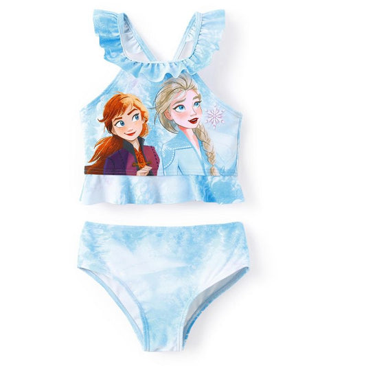 Disney Princess Girls 2 Piece Bikinis Sets Cartoon Print Swimwear Sets with Ruffled Top Orange Bating Suits