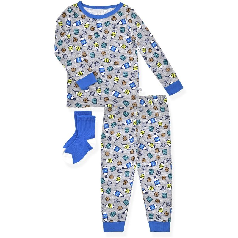 Sleep On It  Boys 2-Piece Super Soft Jersey Snug-Fit Pajama Set with Matching Socks - Baby Boy Pajamas and Toddler Pajama Sets