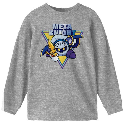 Kirby Meta Knight Youth Athletic Heather Long Sleeve Shirt