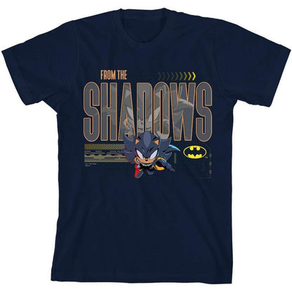 DC x Sonic the Hedgehog From The Shadows Shadow X Batman Yellow Outline Youth Crew Neck Short Sleeve T-Shirt