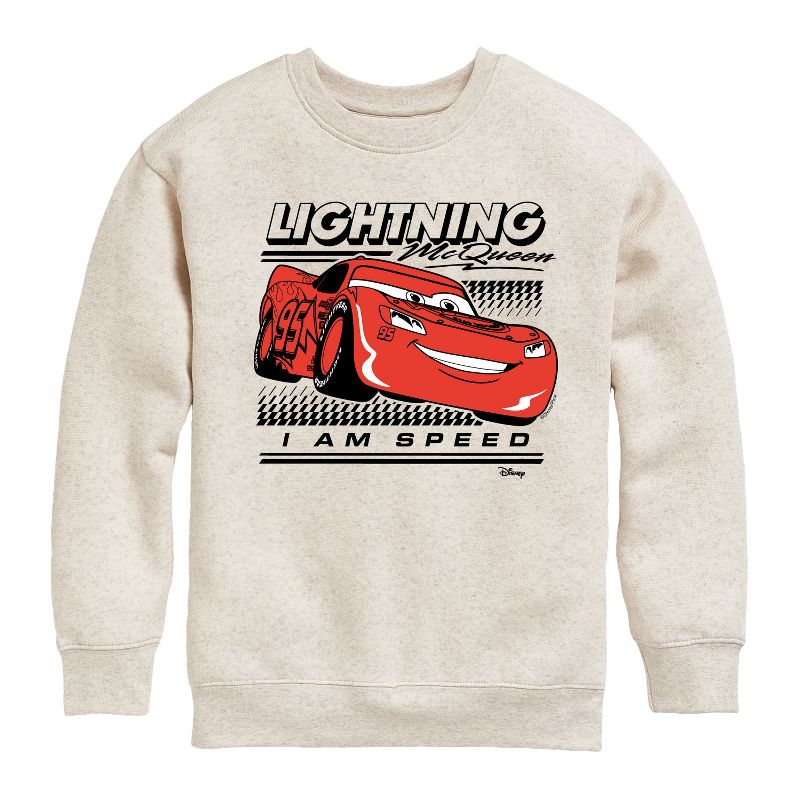 Boys' - Cars - Lightning Mcqueen I Am Speed Graphic Long Sleeve Fleece Sweatshirt