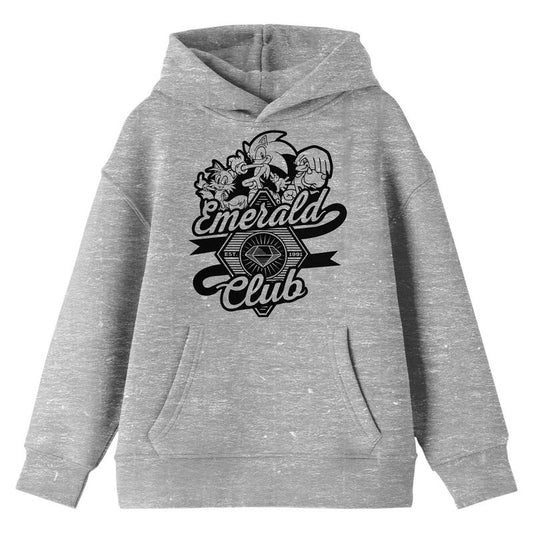 Sonic The Hedgehog Modern Emerald Club Graphic Long Sleeve Athletic Heather Youth Hooded Sweatshirt