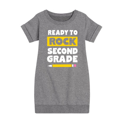 فستان صوف بأكمام قصيرة برسومات جرافيكية للصف الثاني للبنات - رسالة فورية - جاهز للانطلاق