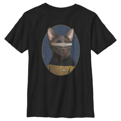 Boy's Star Trek: The Next Generation Lieutenant Commander Geordi La Forge Cat T-Shirt