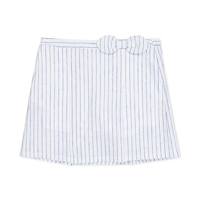 Hope & Henry Girls' Linen Pull-On Pleated Bow Skort, Kids