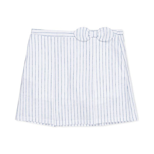 Hope & Henry Girls' Linen Pull-On Pleated Bow Skort, Kids