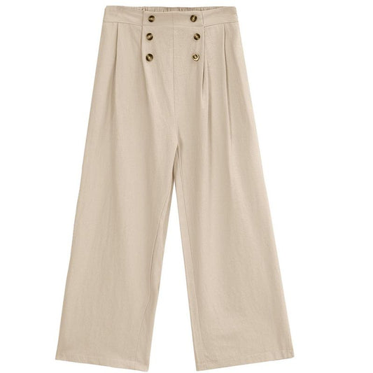 Girls Wide Leg Pants High Elastic Smocked Waist Casual Cute Long Trousers