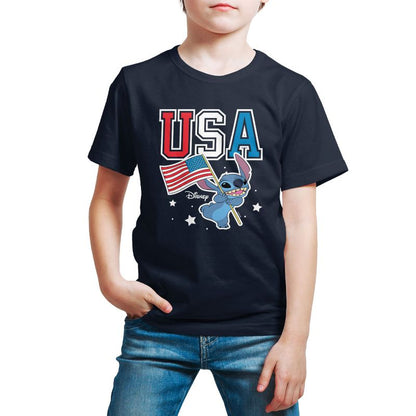 Boys' - Lilo and Stitch - USA Stitch Short Sleeve Graphic T-Shirt