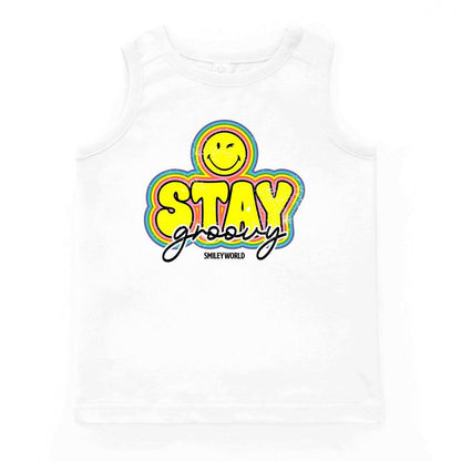 بلوزة بدون أكمام للشباب من SmileyWorld Stay Groovy من The Juniper Shop