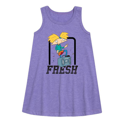 Girls' - Hey Arnold! - Fresh Arnold Graphic Sleeveless Aline Dress