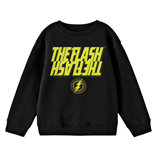 The Flash Movie Reflective Title Art Crew Neck Long Sleeve Youth Black Sweatshirt