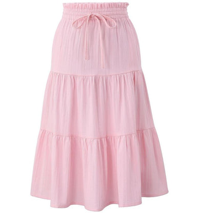 Maxi Skorts Skirt for Girls Button Front Ruffle High Waisted Long Skirts with Belt and Pocket 3-12 Years