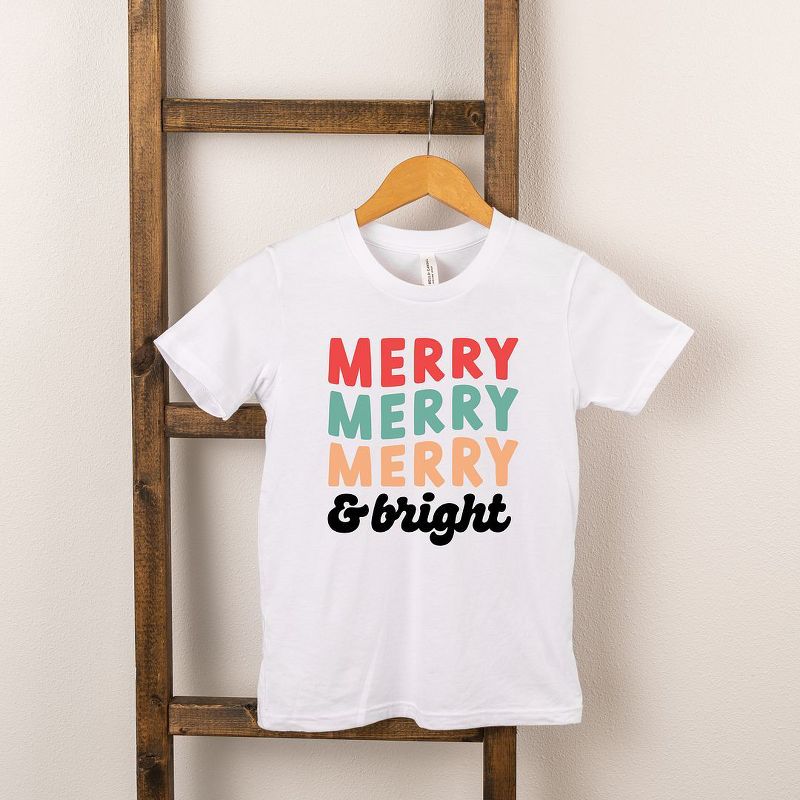 تي شيرت شبابي بأكمام قصيرة من Juniper Shop Merry And Bright Stacked