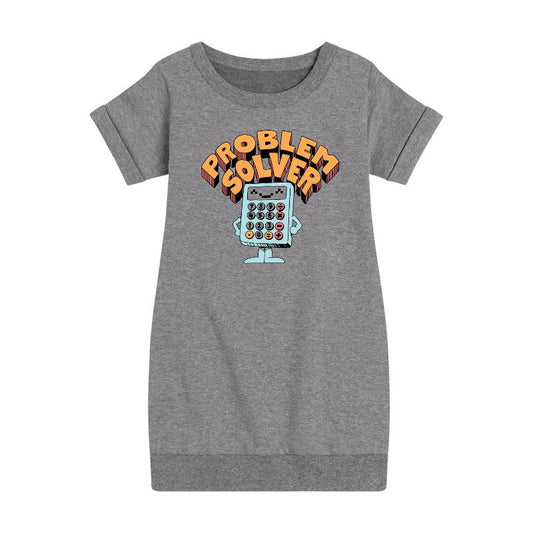 Girls' - Instant Message - Problem Solver Graphic Short Sleeve Fleece Dress