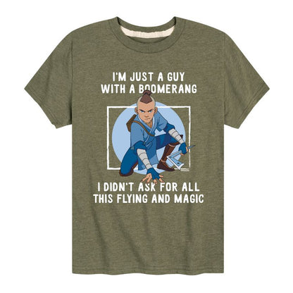 Boys' - Avatar: The Last Airbender - Sokka Just A Guy With a Boomerang Short Sleeve Graphic T-Shirt