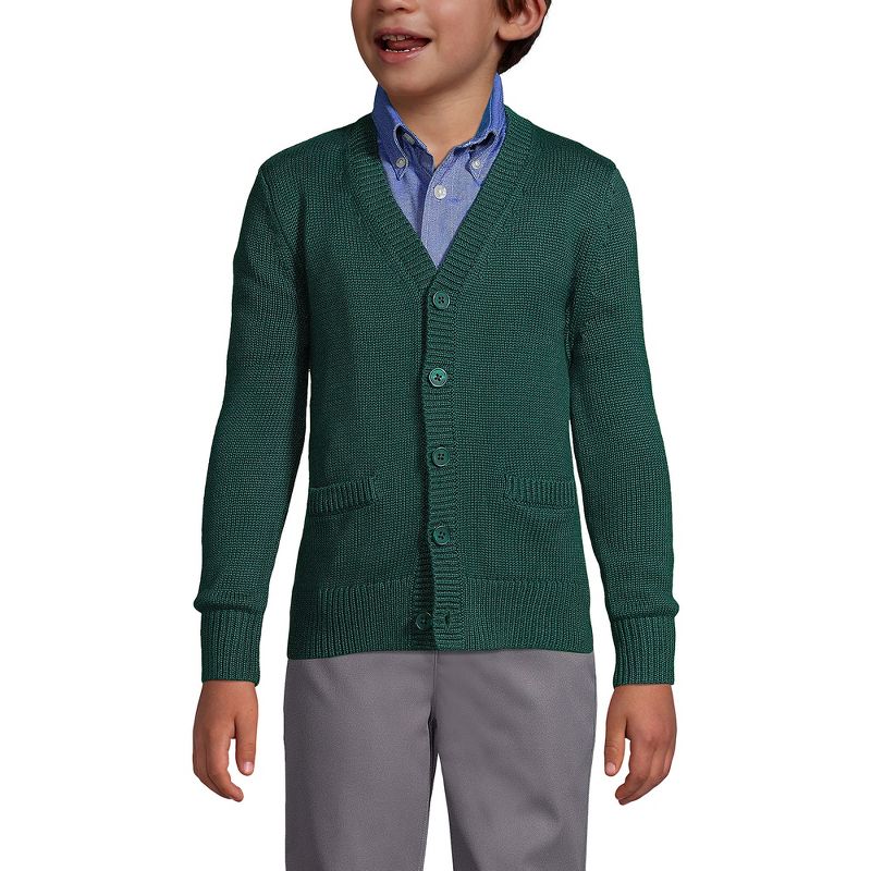 Lands' End School Uniform Kids Cotton Modal Button Front Cardigan Sweater