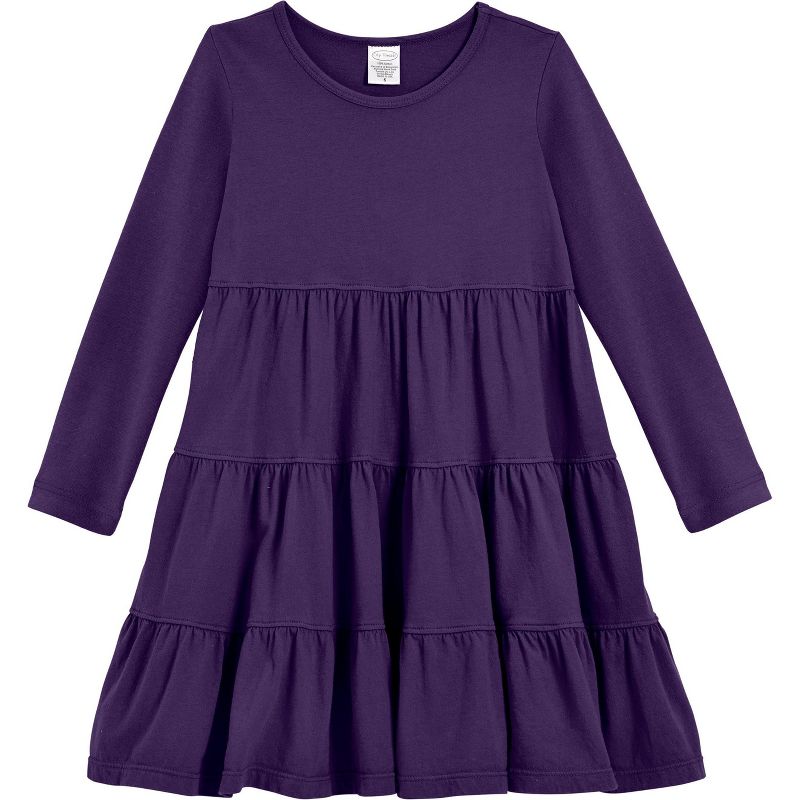 City Threads Girls Soft Jersey Cotton Long Sleeve Tiered Dress - USA-Made Comfortable & Stylish Kids/Toddlers Clothing (Part 2)