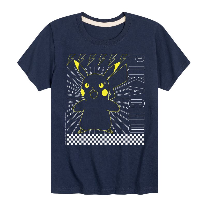 تي شيرت جرافيكي بأكمام قصيرة ومربعات من بوكيمون بيكاتشو للأولاد