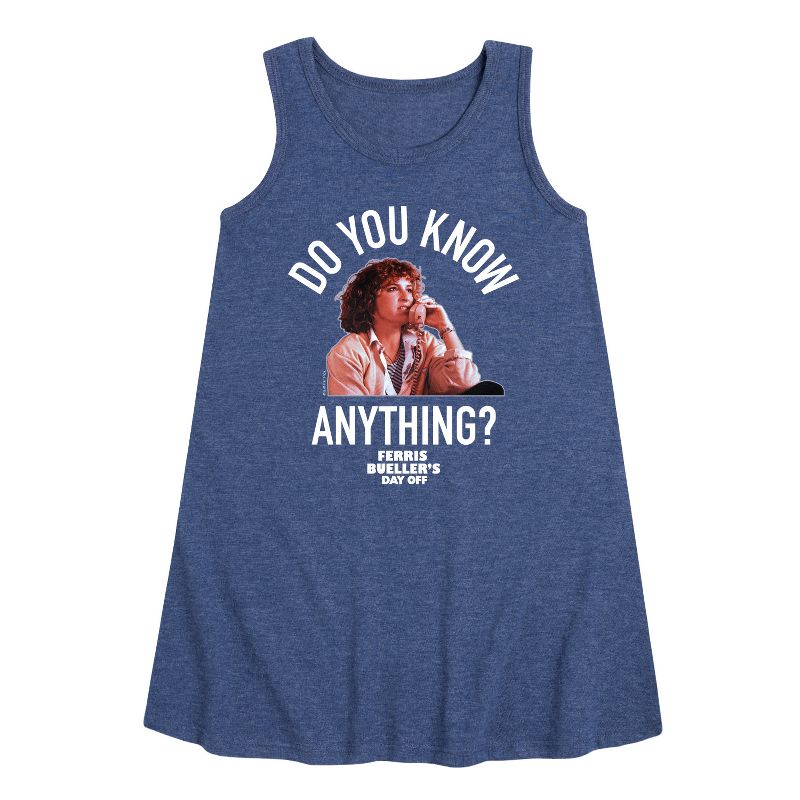 Girls' - Ferris Bueller's Day Off - Do You Know Anything Graphic Sleeveless Aline Dress