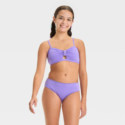 Girls' Seaside Shine Solid Bikini Set - art class™ Purple