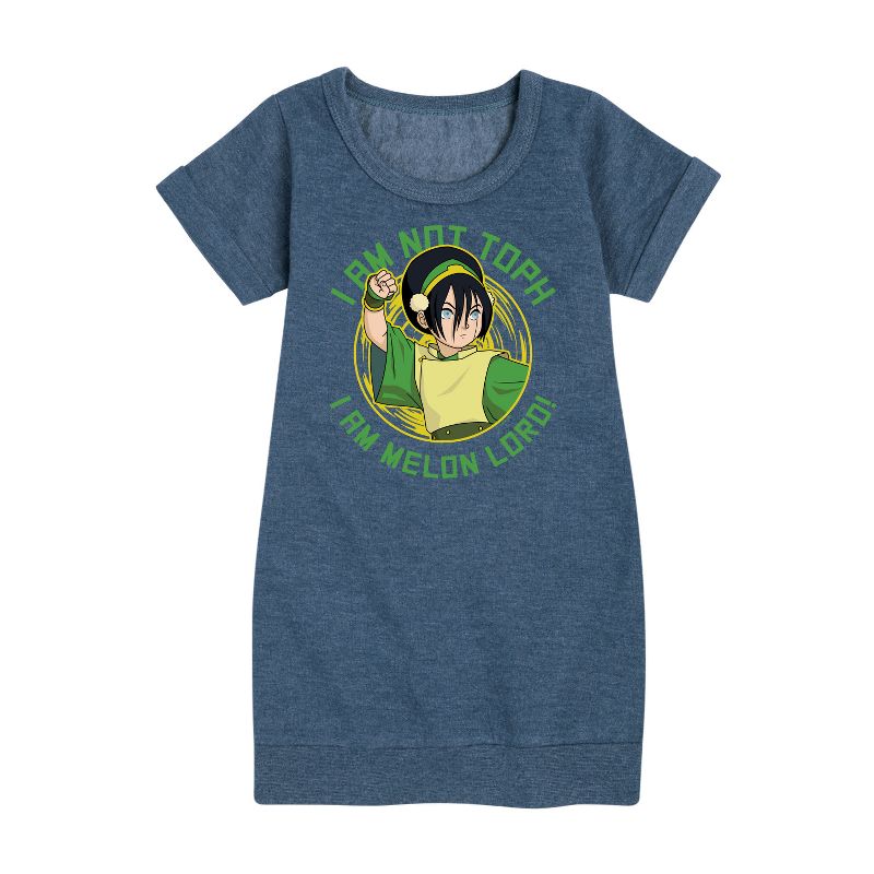 Girls' - Avatar: The Last Airbender - Toph Melon Lord Graphic Short Sleeve Fleece Dress