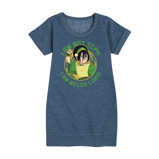 Girls' - Avatar: The Last Airbender - Toph Melon Lord Graphic Short Sleeve Fleece Dress
