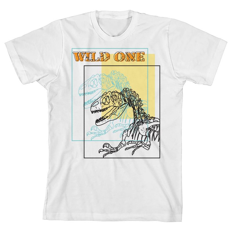 Dino Wild One Youth White Short Sleeve Crew Neck Tee
