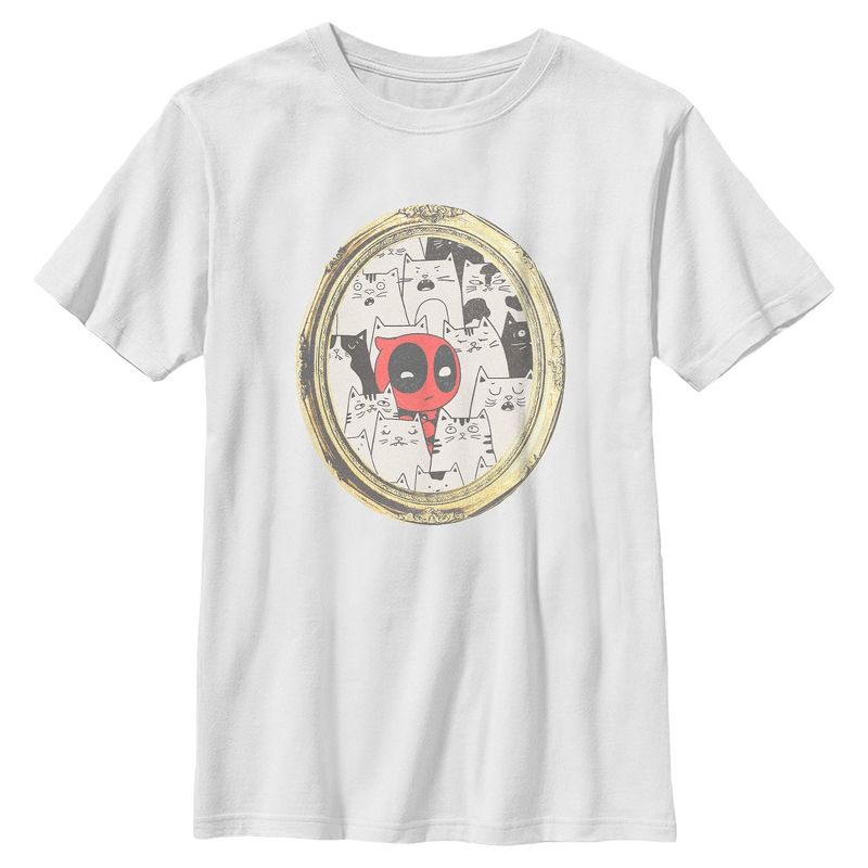 Boys Marvel Deadpool Cats Animated Frame T Shirt