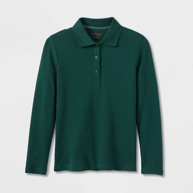Girls' Long Sleeve Interlock Uniform Polo Shirt - Cat & Jack™