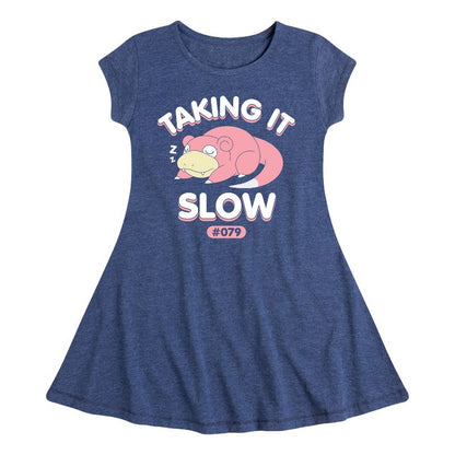 Girls' - Pokémon - Slowpoke Taking It Slow Fit & Flair Cap Sleeve Dress