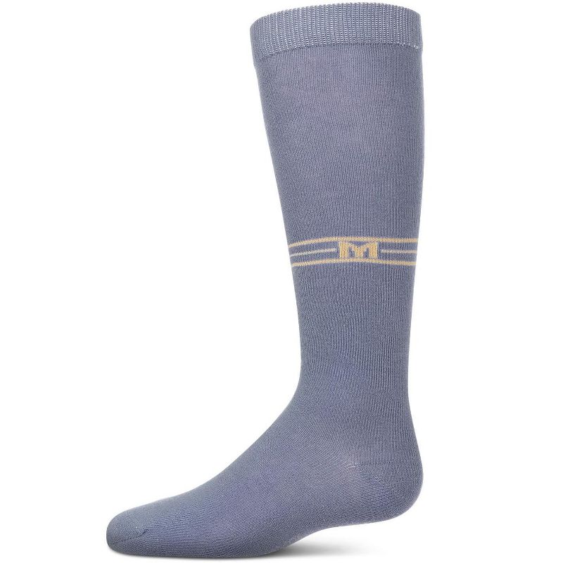 Memoi Girls Stretch Cotton Multi Stripe "M Graphic" Knee Sock