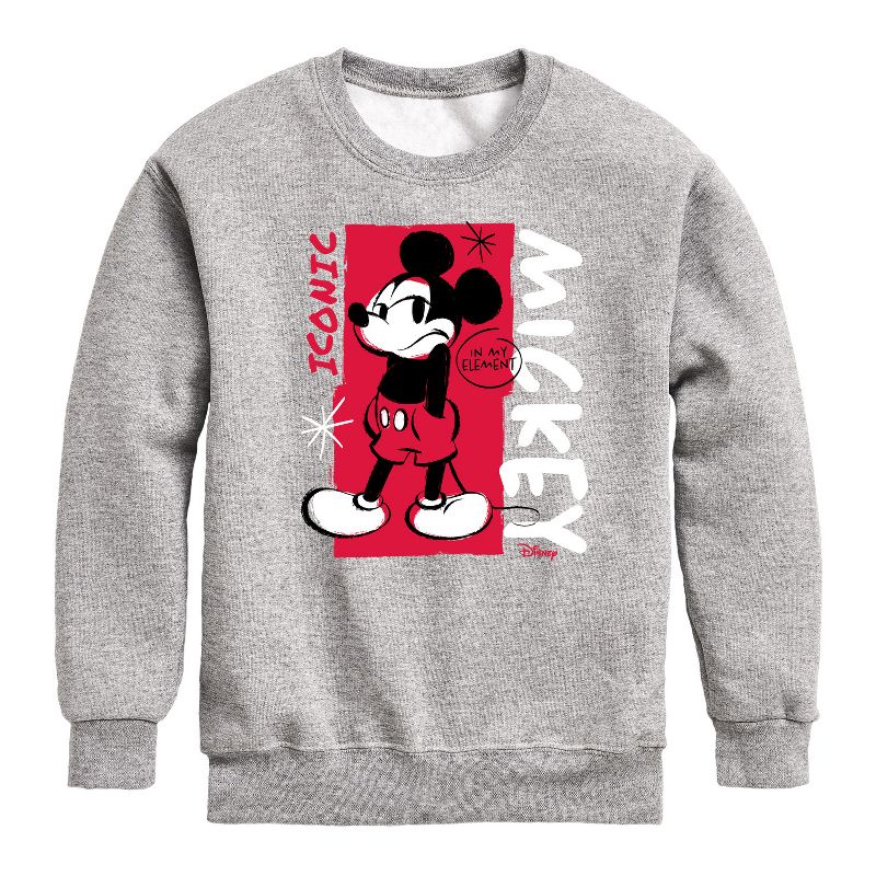 Boys' - Disney - Mickey Iconic Graphic Long Sleeve Fleece Sweatshirt