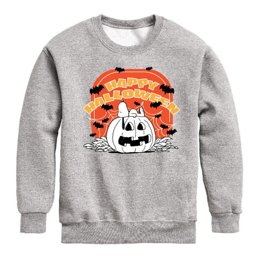 Boys' - Peanuts - Retro Halloween Graphic Long Sleeve Fleece Sweatshirt