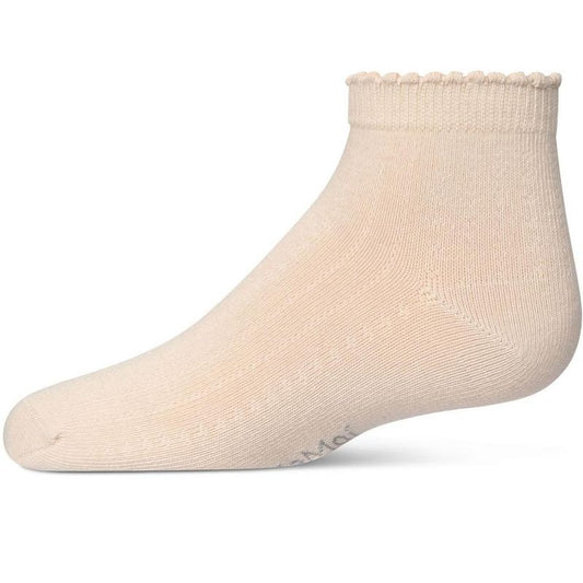 Memoi Ditsy Floral Scalloped Cuff Anklet Sock