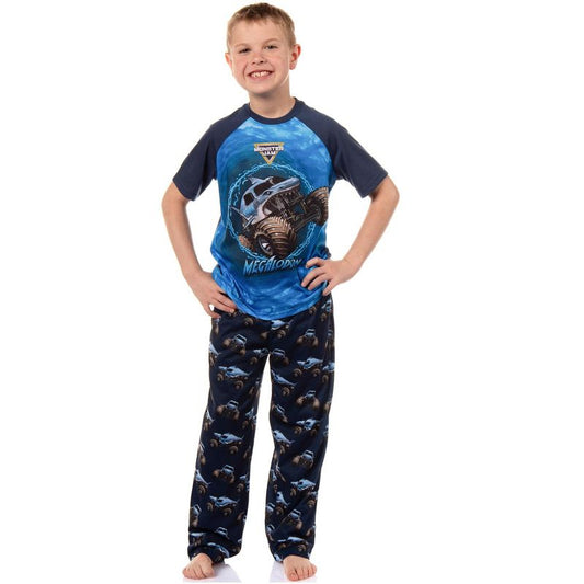 Monster Jam Boys' Megalodon Predator Truck Sleep Pajama Lounge Set Blue