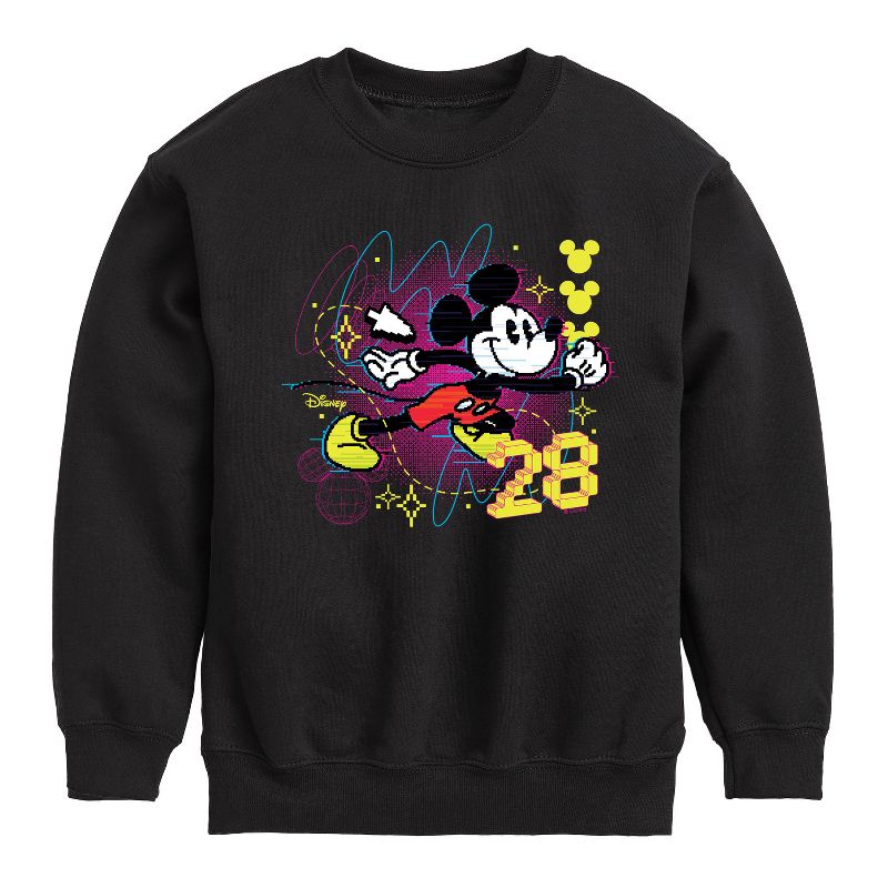 Boys' - Disney - Mickey Mouse 8 Bit Graphic Long Sleeve Fleece Sweatshirt