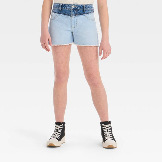 Girls' High-Rise A-Line Colorblock Denim Shorts - art class™