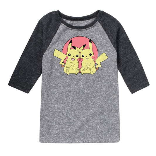 Boys' - Pokémon - Pikachu Group In Circle Raglan Graphic T-Shirt