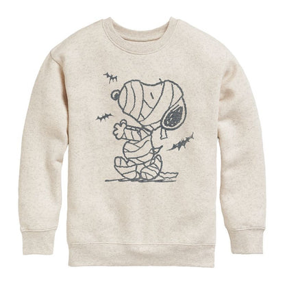Boys' - Peanuts - Snoopy Mummy And Bats Graphic Long Sleeve Fleece Sweatshirt
